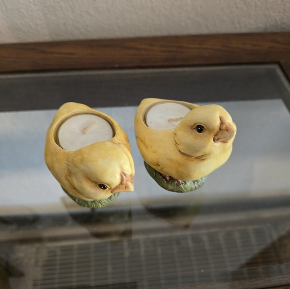 Vintage hand painted Easter Chick tea light. Set of 2. - Picture 4 of 13